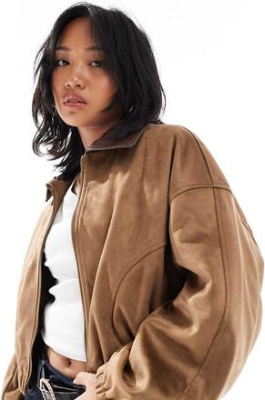Asos Petite ASOS DESIGN Petite - Bomber in camoscio sintetico color mocha-Marrone