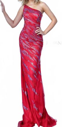 Jovani One Shoulder Sparkle Prom Dress In Red