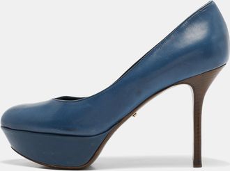 Sergio Rossi Blue Leather Platform Pumps