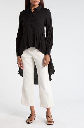 Patrizia Luca Button-Down High-Low Top in Black at Nordstrom Rack, Size X-Small