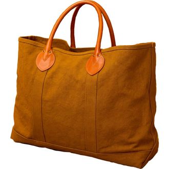Fortela Port Canvas Bag with Leather Handles in Camel at Nordstrom