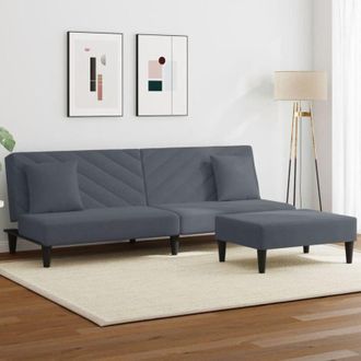 vidaXL Vidaxl - Set di Divani 2 pz con Cuscini Grigio Scuro in Velluto