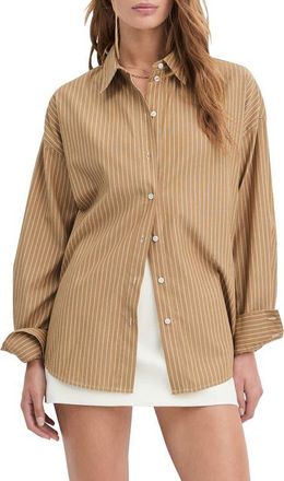 Favorite Daughter Ex-Boyfriend Oversize Button-Up Shirt in Oatmeal Stripe at Nordstrom, Size X-Small