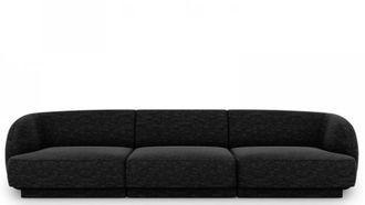 BLOOMINGLOFT 3-Sitzer Designsofa Miley - Chenille Schwarz