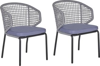 Beliani Conjunto de 2 sillas de jardín con cojines metal gris