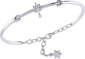 LuvMyJewelry Supernova Bezel Sterling Silver Diamond Drop Bangle