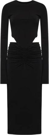 Andamane Heloise Midi Jurk - Dames - Casual kleedjes - Zwart - S - Polyester - Kleedjes