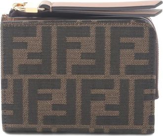 Fendi 2020s Zucca bi-fold zip-fastening wallet - Brown