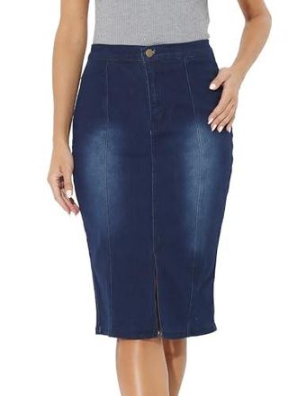 Jupe En Jean Mi-Longue Allegra K - Taille Haute Denim Vintage - 100% Coton - Pour Femmes