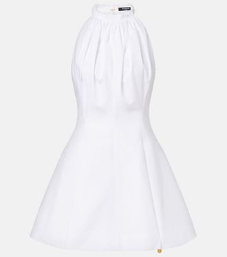Balmain Ruched cotton poplin minidress