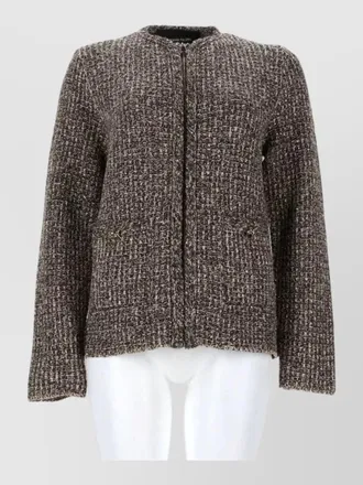 Fabiana Filippi tweed pattern jacket textured fabric round neck
