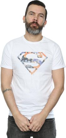 DC Comics Mens Superman Floral Logo 2 T-Shirt Medium White