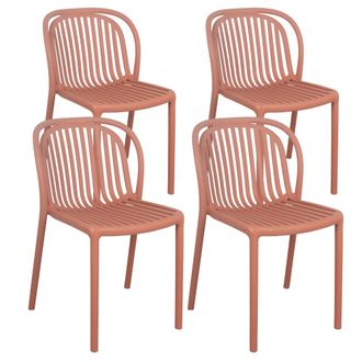 Oviala Juego de 4 sillas de jard&iacute;n de pl&aacute;stico terracota