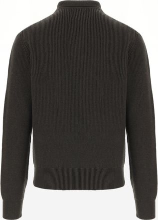 Woolrich Mens Full-Zip Wool Sweater Dark Green Sweatshirts