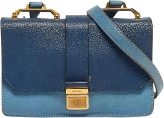 Miu Miu Pre-owned Shoulder Bags, female, Blue, Size: ONE SIZE Pre-owned Leather Shoulder Bag