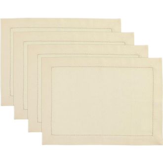 Solino Home Linen Placemats - Medium Weight Hemstitch, 14 x 19 in Creamy Ivory at Nordstrom