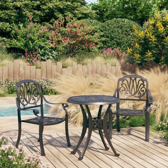 vidaXL Mesa Y Sillas De Bistr&oacute; 3 Piezas Aluminio Fundido Negro Vidaxl