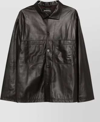 Emporio Armani leather jacket collared design front pockets