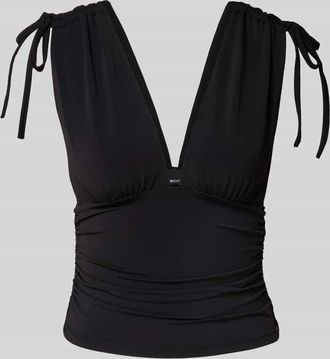 Gina Tricot Top mit V-Ausschnitt und Schn&uuml;rung in Black, Gr&ouml;&szlig;e S