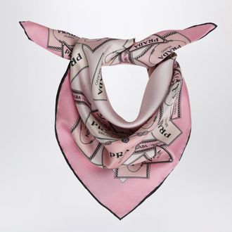 Prada Printed silk twill scarf 55 pink
