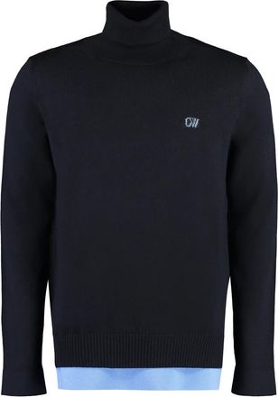 Off-white Wollen coltrui - Heren - Coltruien - Blauw - XL - Wol - Truien & Vesten