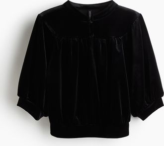 H&M Veloursshirt - Schwarz