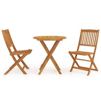 Berkfield Home 3 Piece Folding Garden Dining Set Solid Acacia Wood in Brown