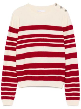 Patrizia Pepe Trui met knoopdetail - Beige