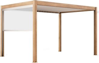 Oviala P&eacute;rgola bioclim&aacute;tica autoportante y motorizada 3x4m y 1 toldo