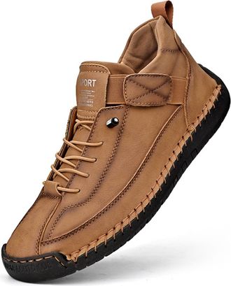 Generic Handmade Leather Orthopedic Comfy Shoes, Comfortable Orthopedic Sneakers Slip On Design Unisex Handmade Leather Comfy Shoes (13,Brown)