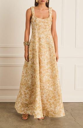 Aqua Blu Australia Pleated Front Adele Dress in Gold at Nordstrom, Size Xx-Large