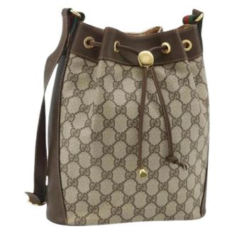 Gucci Pre-owned Bucket Bags, female, Beige, Size: ONE SIZE Pre-owned GG Canvas Bucket Bag
