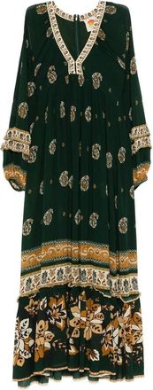 Farm Rio V-hals Maxi Jurk met Volant - Dames - Maxi kleedjes - Groen - XS - Kleedjes