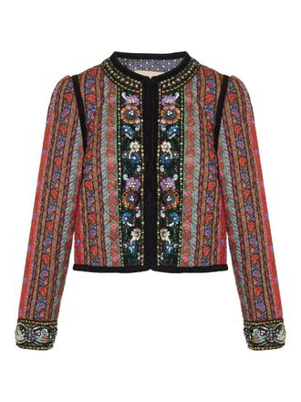 Valentino Garavani sequin-embellished floral jacket - women - Cotton - 38 - Red