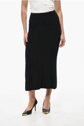 Alessandra Rich Gonna Midi in Lana Cable Knit taglia 40