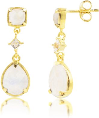 MAX + STONE 18k Gold Over Sterling Silver 7.5 CT. TW 3 Stone Gemstone Dangle Earrings