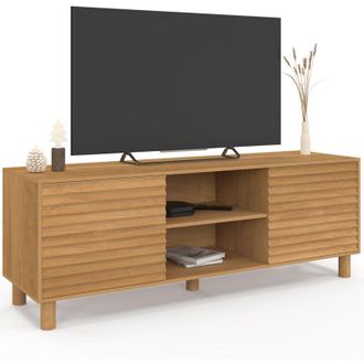IDMarket Mobile TV JULIE 140 cm con 2 ante a doghe color rovere
