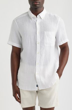 Vineyard Vines Surfside Solid Short Sleeve Linen Button-Down Shirt in Linen White Cap at Nordstrom, Size Xx-Large