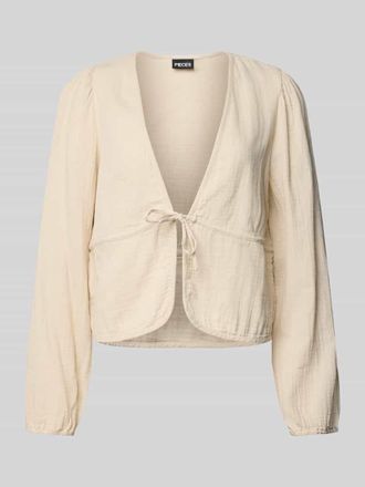 Pieces Regular Fit Langarmbluse aus Baumwolle Modell SASTINA in Sand, Gr&ouml;&szlig;e M