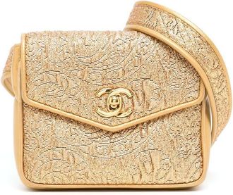 Chanel 1992 quilted metallic belt bag - women - Lamb Skin - One Size - Gold