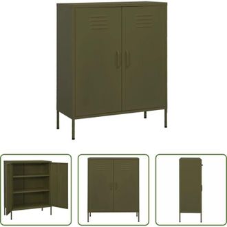 vidaXL vidaXL Armadietto laterale - Armadietto Verde Oliva 80x35x101,5 cm in Acciaio