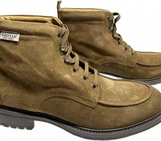 Ghiaia Mens Suede Combat Hiking Boots In Brown