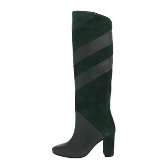 L'Arianna Boot with Suede Bands - female - LARIANNA - Heeled Boots - Green - 4 UK - Shoes