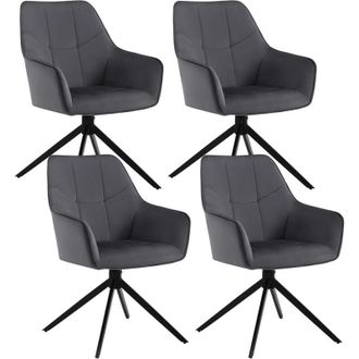 Woltu Set di 4 sedie da pranzo con Gambe in Metallo.Schienale e Seduta Girevole.in Velluto Grigio Scuro - Woltu