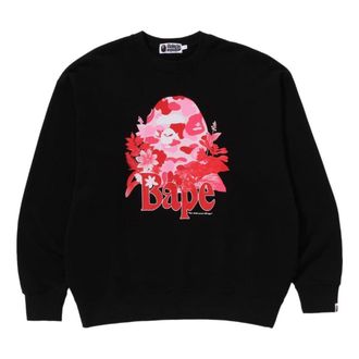 A Bathing Ape Floral Ape Head Crewneck Black 1K30-113-310-BLACK