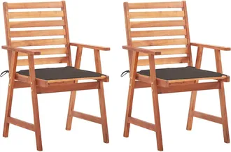 vidaXL Vidaxl - Sillas Comedor De Jard&iacute;n Y Cojines 2 Uds Madera Maciza Acacia