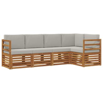 vidaXL Conjunto De Sof&aacute; Seccional Con Coj&iacute;n 5 Pcs Gris Natural Y Claro Vidaxl