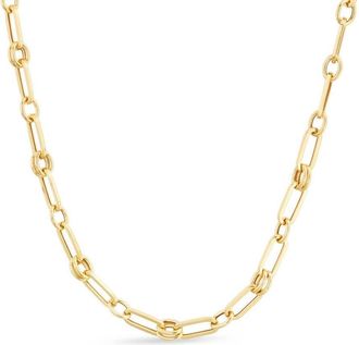 Tresorra 14K Yellow Gold Paperclip Rondel Link Chain Necklace