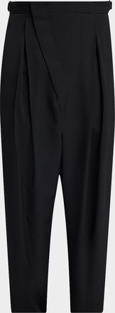 Bottega Veneta Men & apos;s Asymmetric High-Rise Pleated Wool Trousers