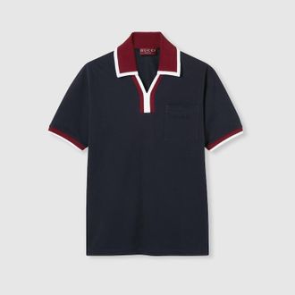 Gucci Cotton Piquet Polo Shirt, Size XXXL, Blue, Ready-to-wear
